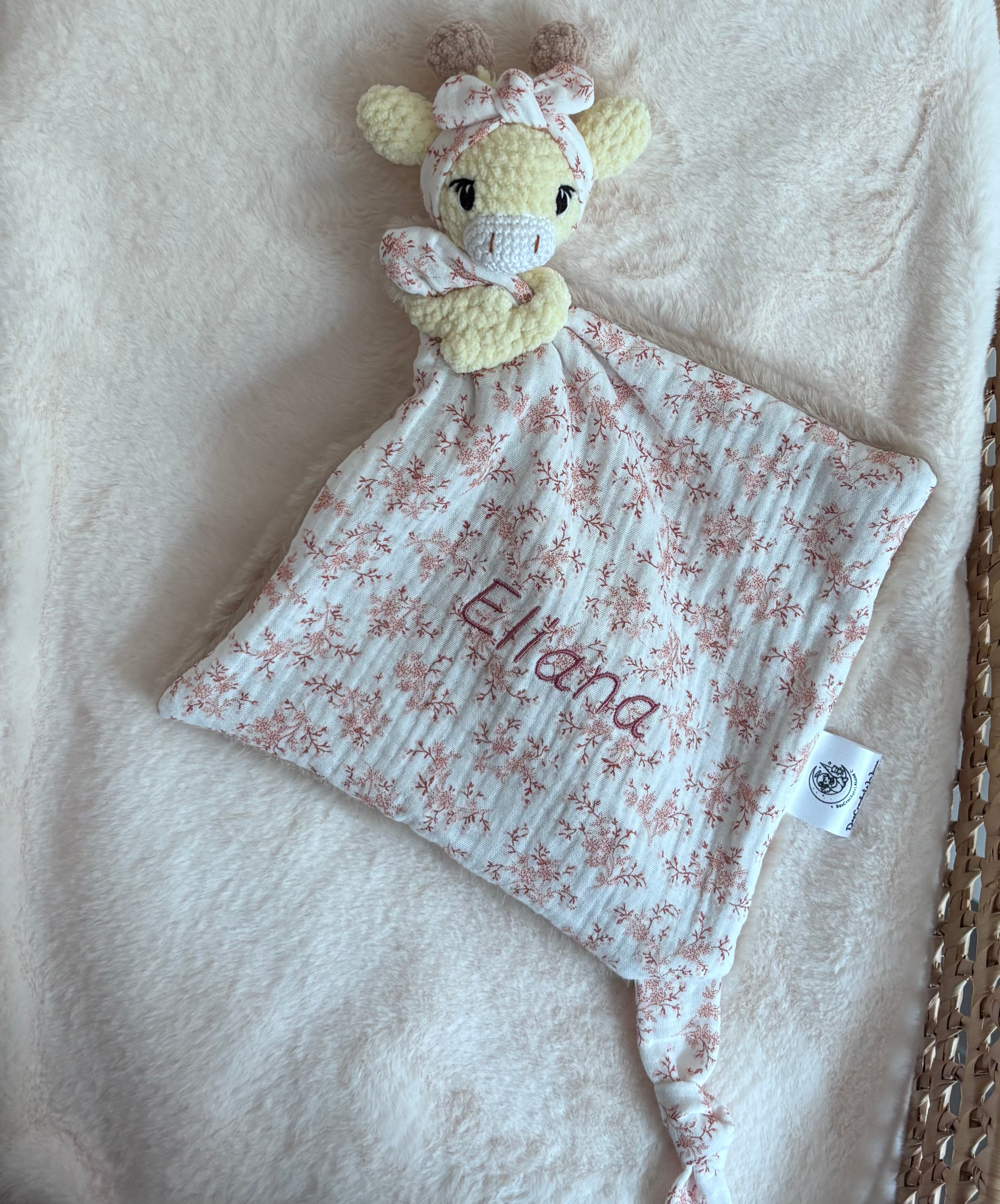 Doudou girafe ancienne version avec bandeau cheveux
