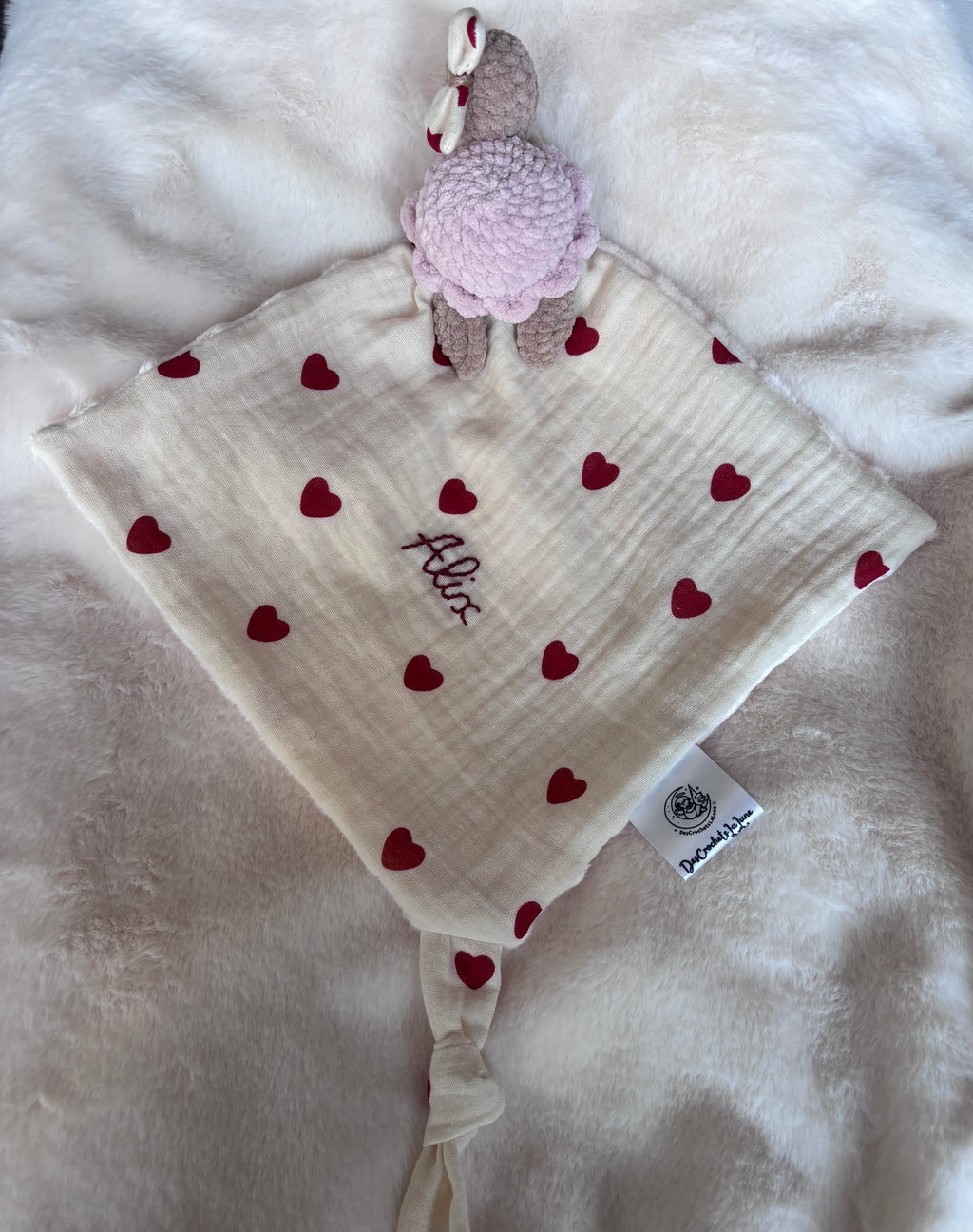 Doudou tortue avec noeud