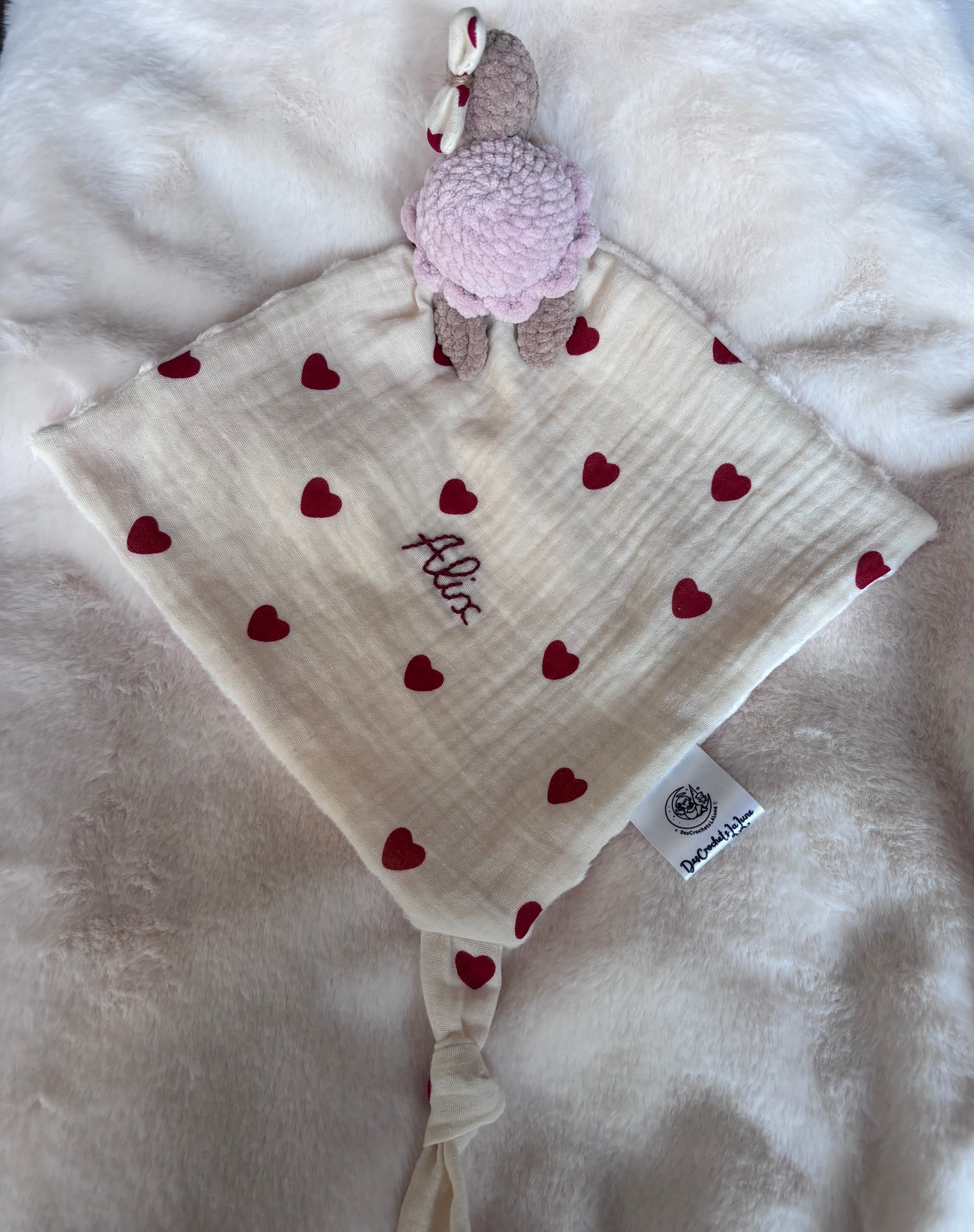 Doudou tortue avec noeud