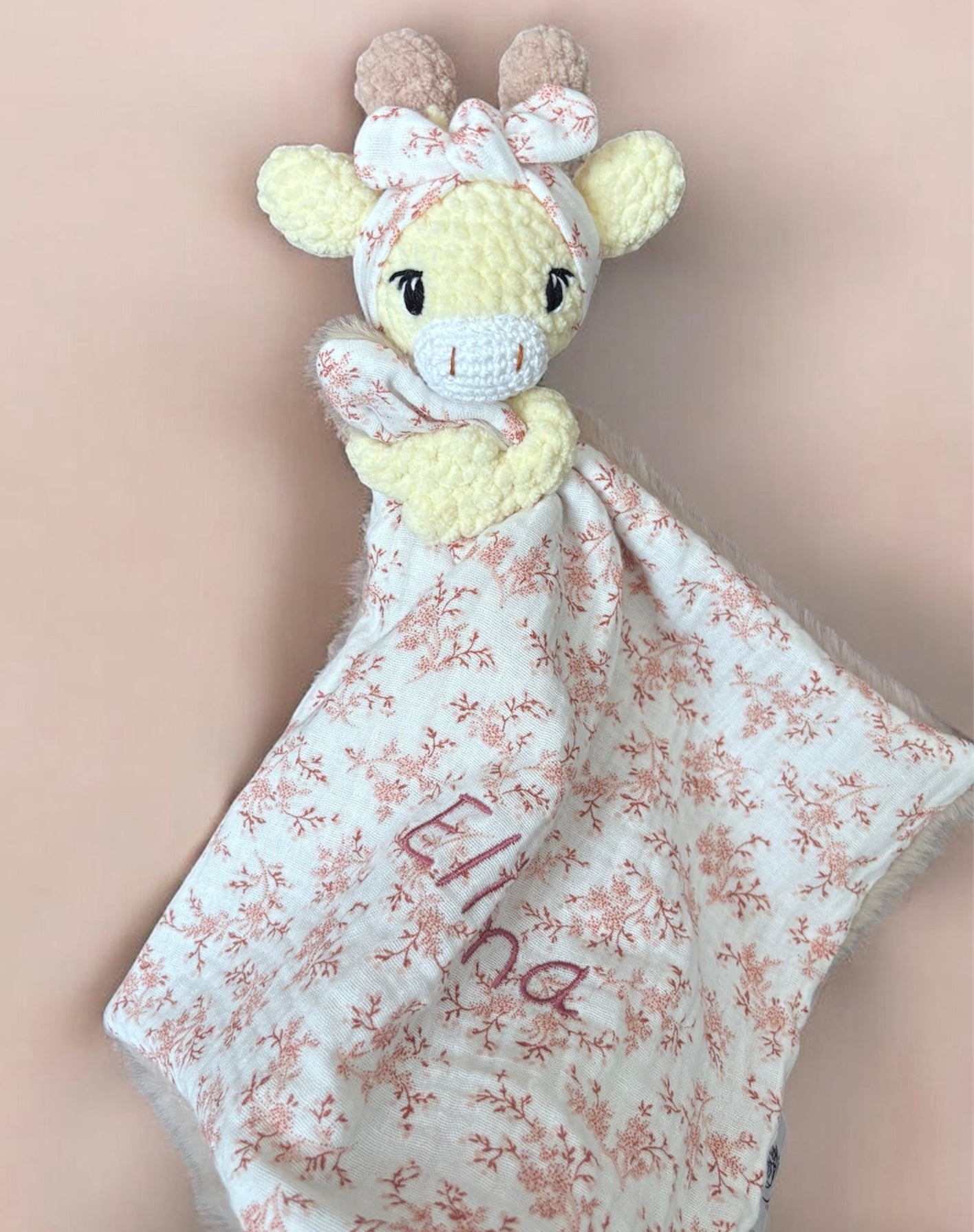 Doudou girafe ancienne version avec bandeau cheveux
