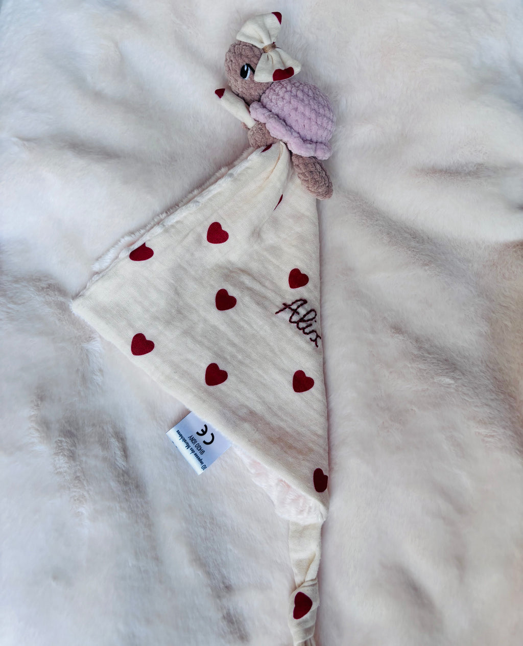 Doudou tortue avec noeud