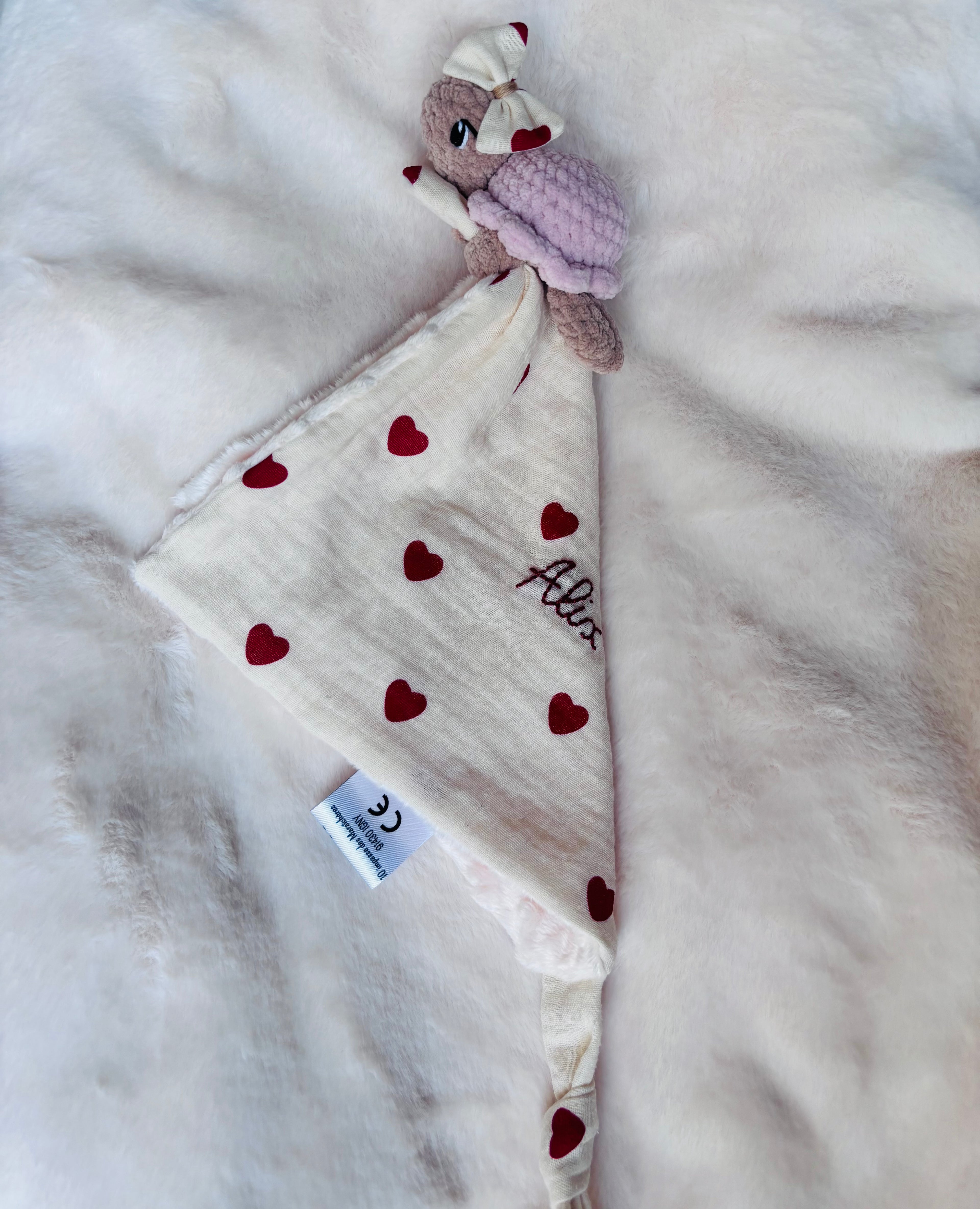 Doudou tortue avec noeud