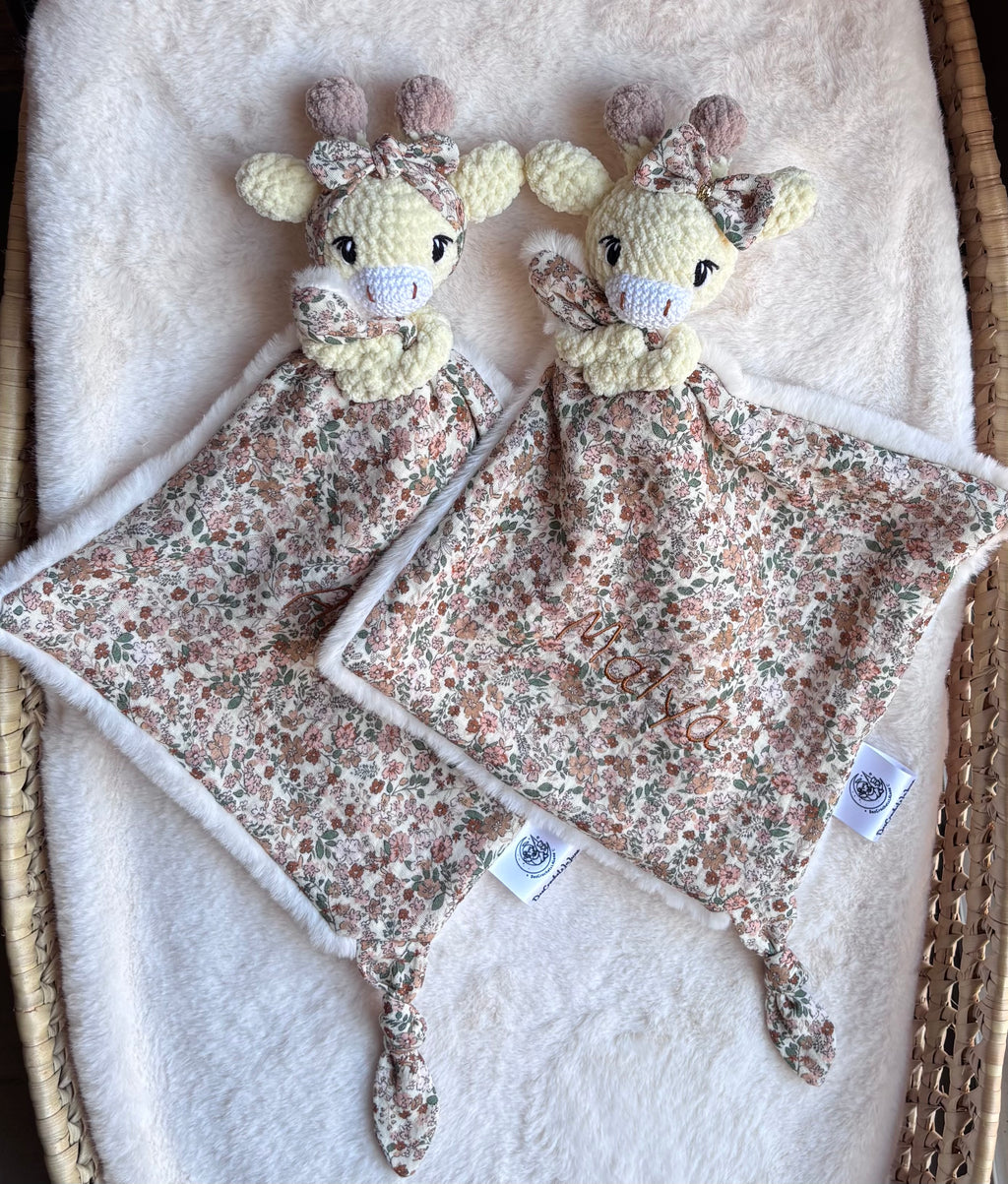 Doudou girafe ancienne version avec noeud cheveux