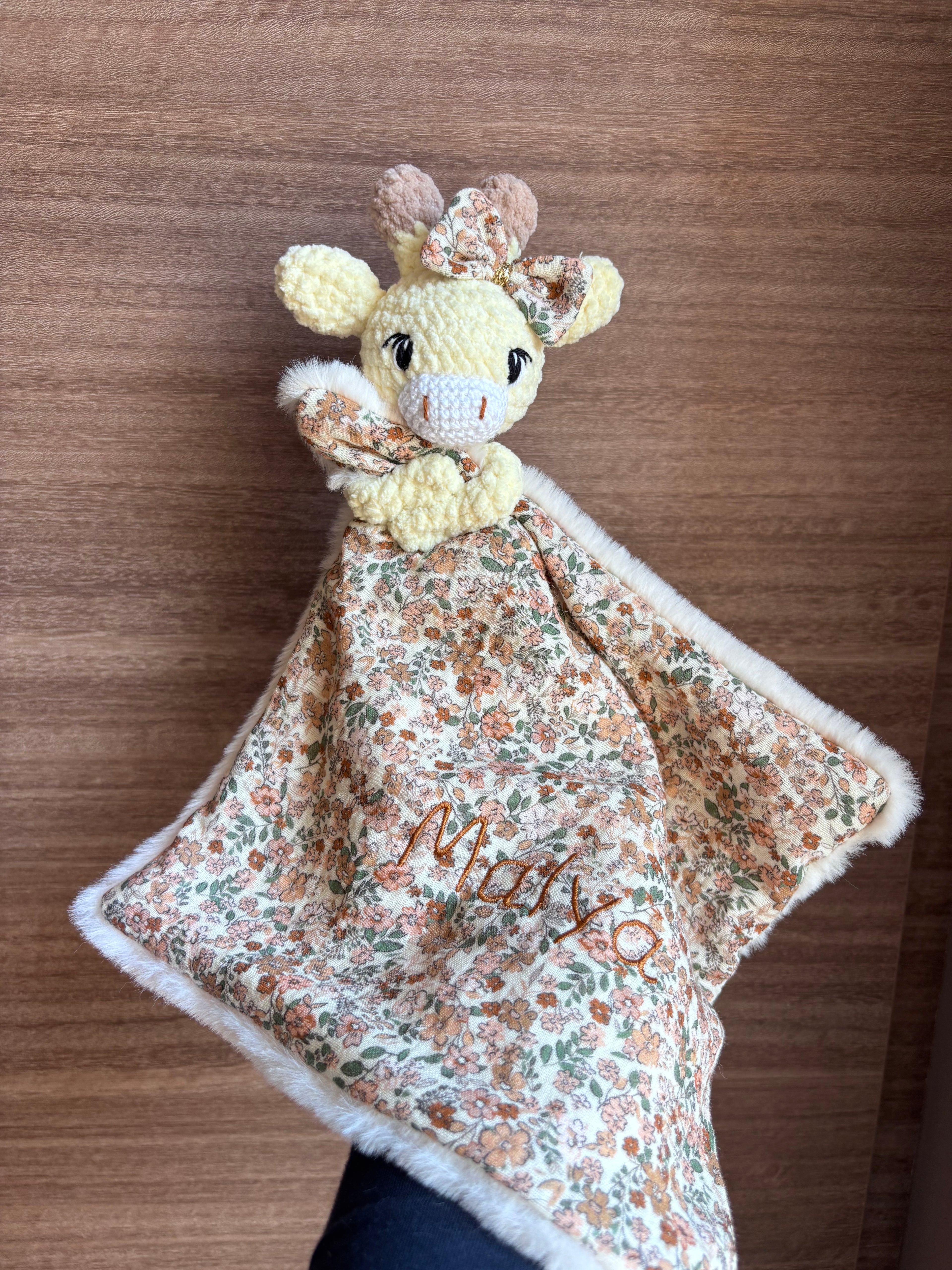 Doudou girafe ancienne version avec noeud cheveux